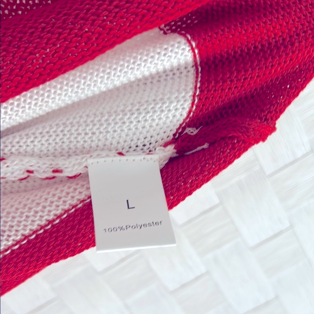 Red, White, and Blue Striped knitted Sweater with Stars - Picture 9 of 10
